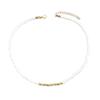 Versatile Women's High-End Glass Necklace: Seed Bead & Metal Bar Chain, Short Style