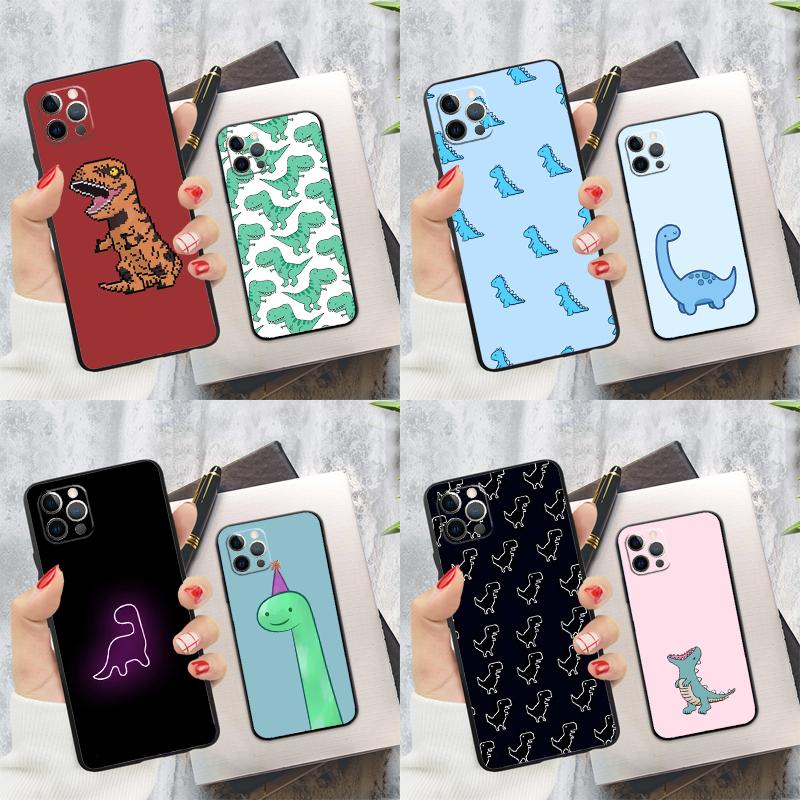 Cartoon Dinosaur Case For iPhone 15 11 12 13 14 Pro Max XS XR X 7 8 Plus 12 13 Mini 16 Pro Max Soft Cover