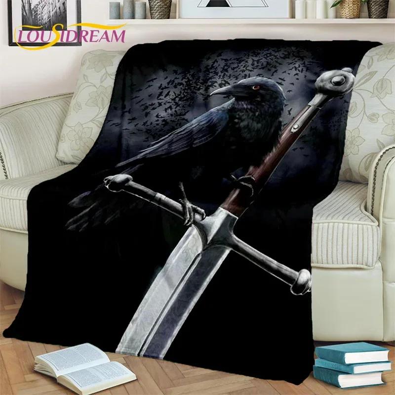 Viking Norse Mythology Fenrir Crow BlanketFlannel Throw Blanket for Home Bedroom Bed Sofa Picnic Office Hiking Leisure Nap Gift