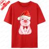 Christmas Farm Holiday TShirt Tops Funny Lovely Christmas Hat Pig Lover Gift Shirts For Unisex Unisex Cotton ShortSleev T Shirt