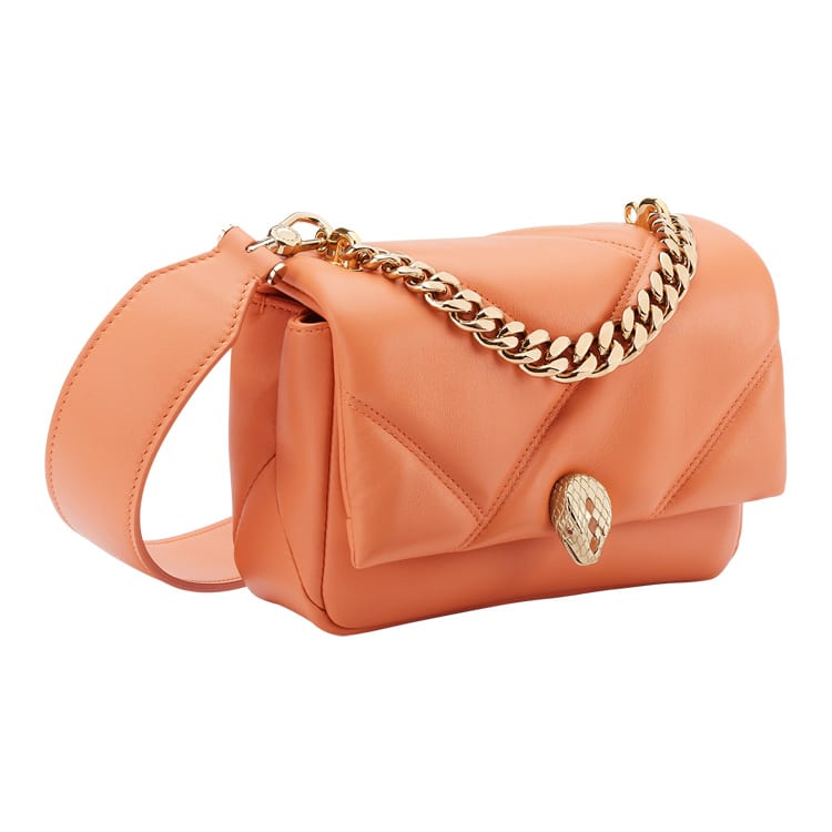 BVLGARI Serpenti Cabochon Calfskin Handbag, Shoulder Bag, Crossbody Bag Mini Women's Orange 291485