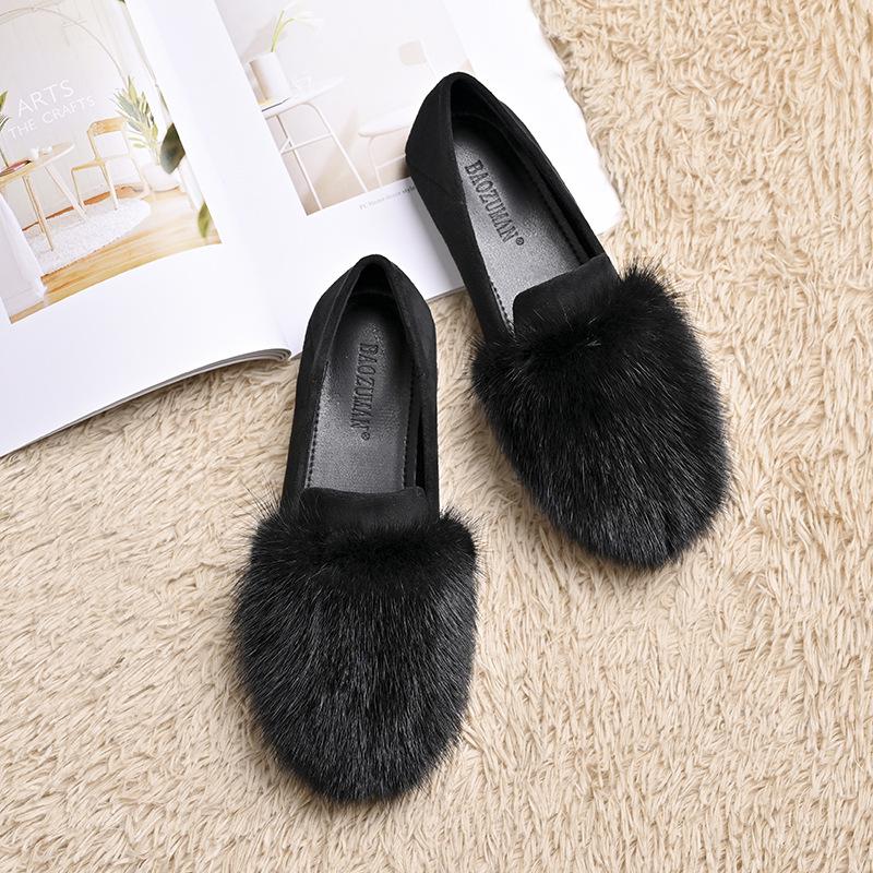 Mao Mao 2025 Зимние женские ботинки в корейском стиле из норки, на толстой подошве - Универсальные, удобные, с плюшевой подкладкой, идеально подходят для беременных женщин