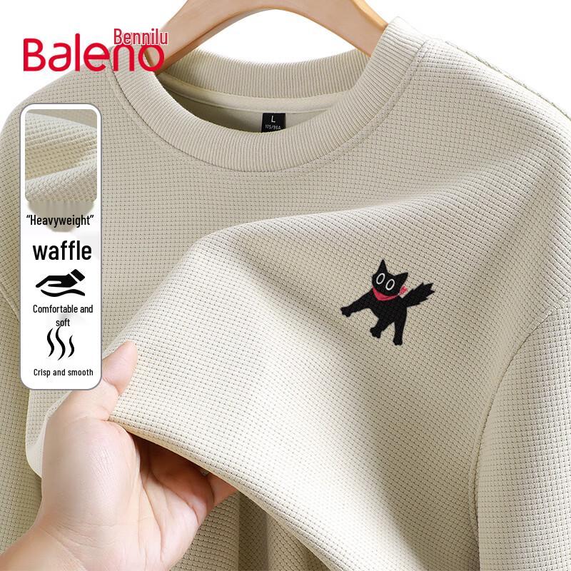 Baleno Men's Waffle Knit Cartoon Pullover Sweatshirt