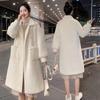 Женское двухстороннее фланелевое пальто с искусственным мехом норки для осени и зимы