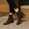 Elegant with Medium Heels Suede Booties Spring Autumn Chelsea Women's Ankle Boots On Promotion Comfortable Female Short Shoes