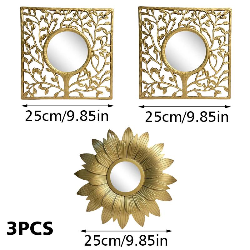 1PC/3PC Nordic Home Подвесные Зеркальные Наборы Круглые Квадратные Настенные Зеркала Наборы Золотое Подвесное Зеркало Винтаж