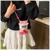 Handmade Crochet Cherry Phone Bag, Cute Pastel Knitted Crossbody Purse For Girls, Mini Drawstring Single Shoulder Pouch