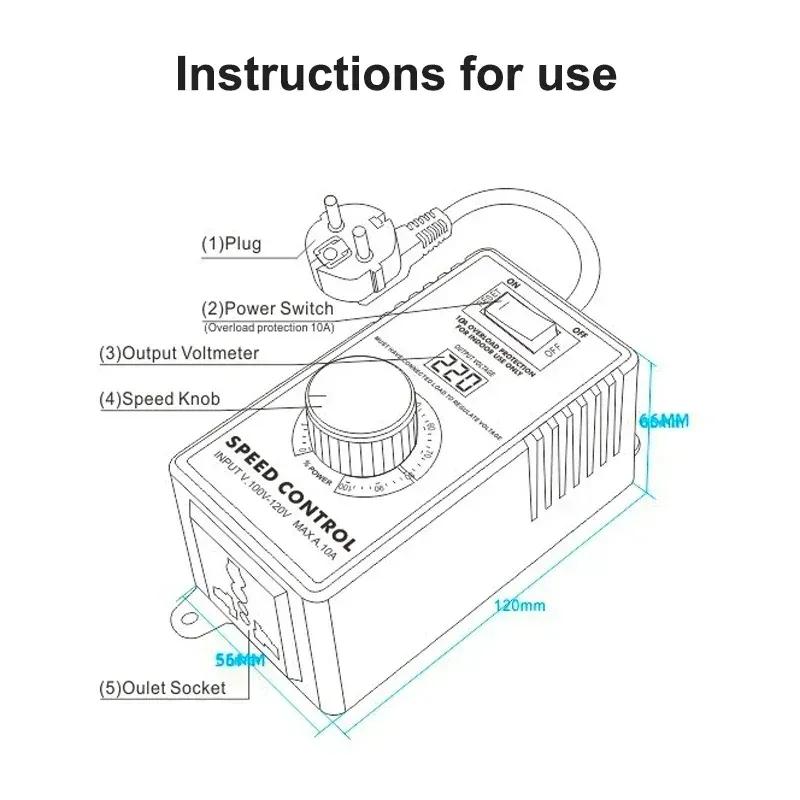 Electronic Voltage Regulator 110V or 220V AC Motor Speed Controller LED Temperature and Light Regulation US EUR UK AUS Plug