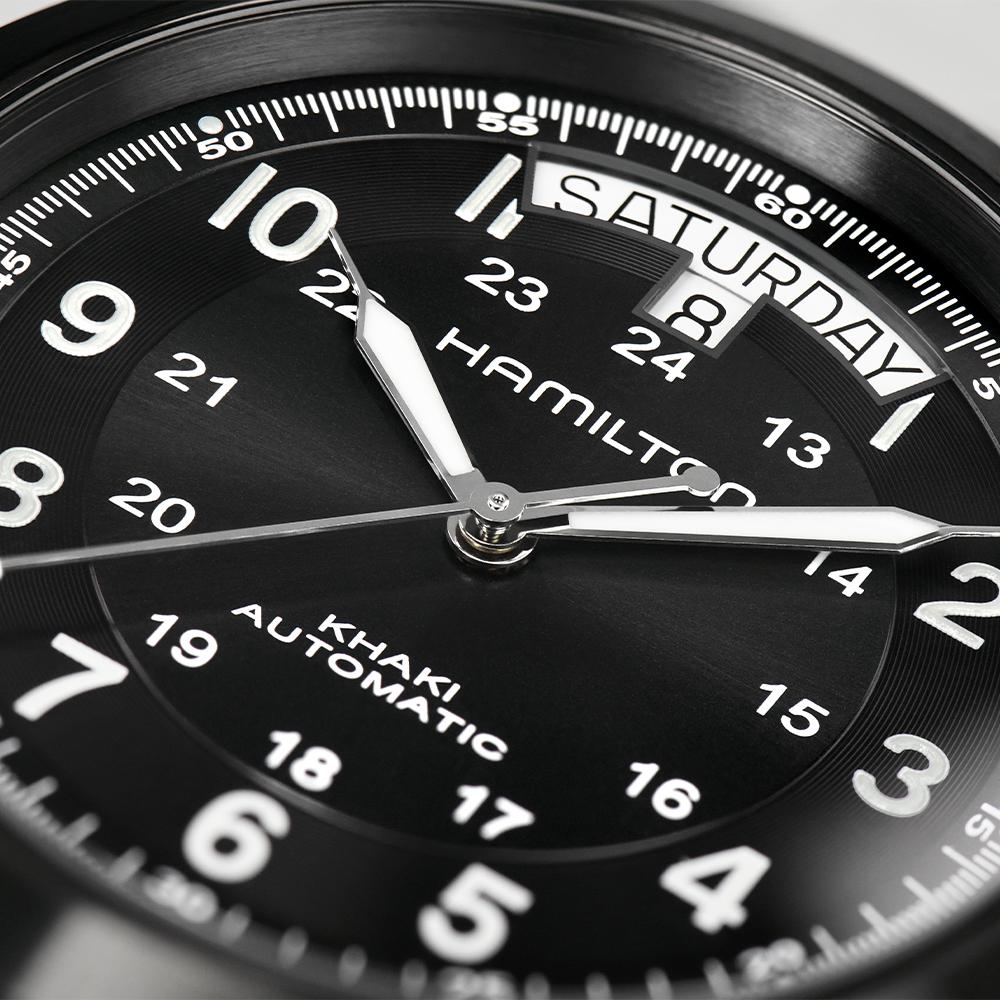 [Hamilton] Khaki Field King Auto Black 40mm Leather Strap H64465733