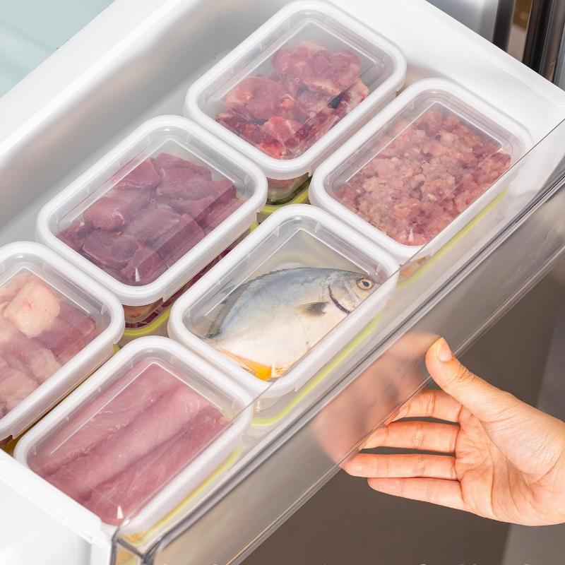 Контейнер для хранения замороженных продуктов с одинарной защелкивающейся крышкой, портативный, с отделениями, органайзер для холодильника и морозильной камеры, для порционной упаковки мяса, лука, имбиря
