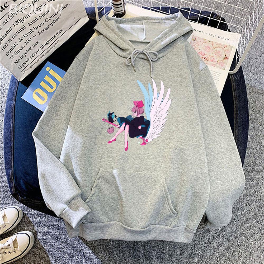 Сакура Киномото Волшебная служба доставки толстовки с длинным рукавом женские/мужские толстовки с героями мультфильмов зимние повседневные удобные пуловеры с капюшоном