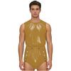 Men’s One-Piece Swim Bodysuit S-3XL Waterproof Sleeveless Back Zipper Open Crotch Button Closure Elastic Waist for Club