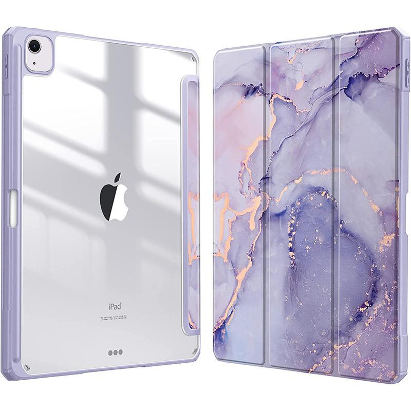 Оптовые закупки для iPad Air 13 (2025)/(2024) Чехол-книжка с подставкой, кожаный + ТПУ + акрил, для планшета - Серый/Цветок