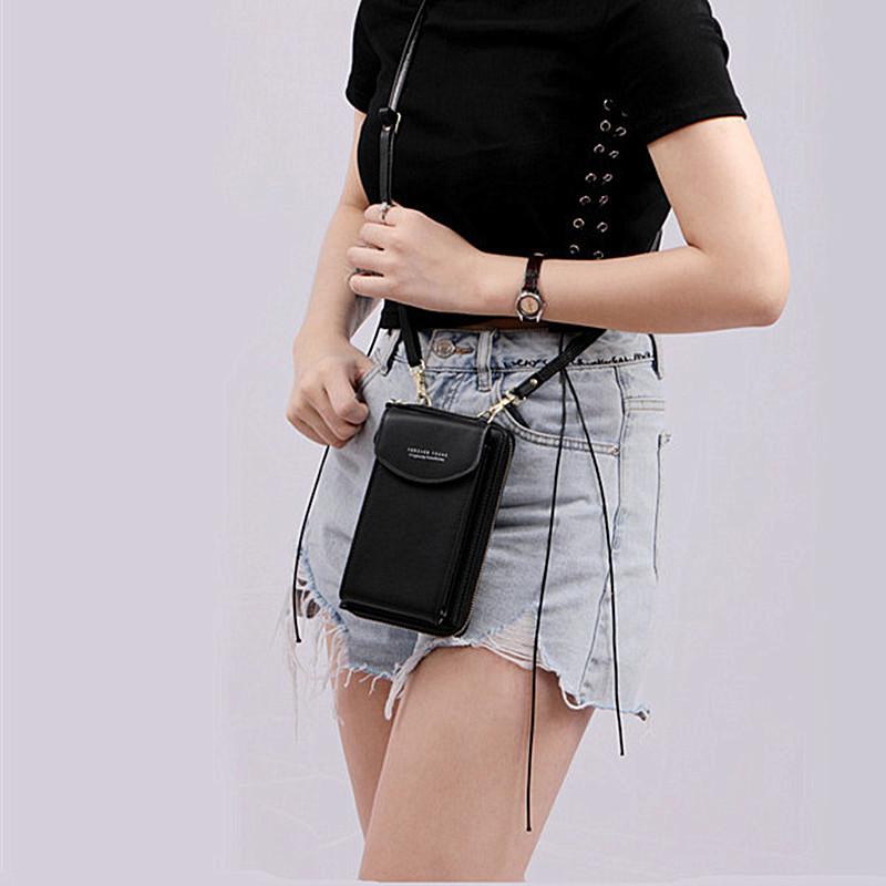 Women Crossbody Phone Bag Small Shoulder Purse Clutch Leather Zipper Handbag Card Holder