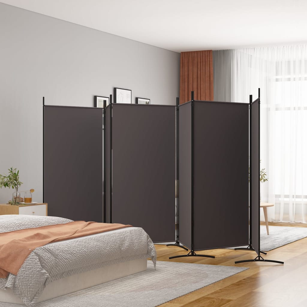 Vidaxl Parawan 6-Panelowy, Brązowy, 520X180 Cm, Tkanina