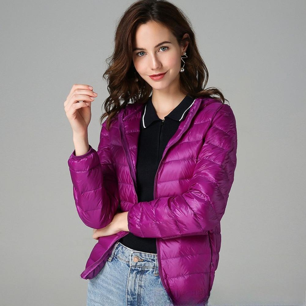 Женская осенняя куртка на белом утином пуху, ветрозащитное пальто с капюшоном, теплая повседневная зимняя M-5XL