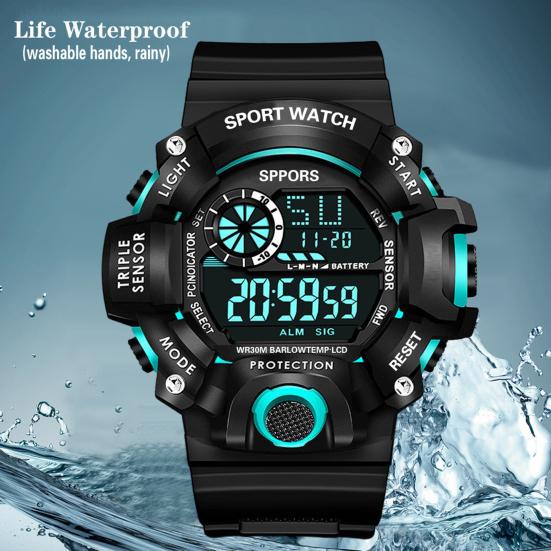 Yousheng  Electronic Watch Silicone Wristband Digital Display Multifunctional Outdoor Running Sports Daily Wristwatch Gift