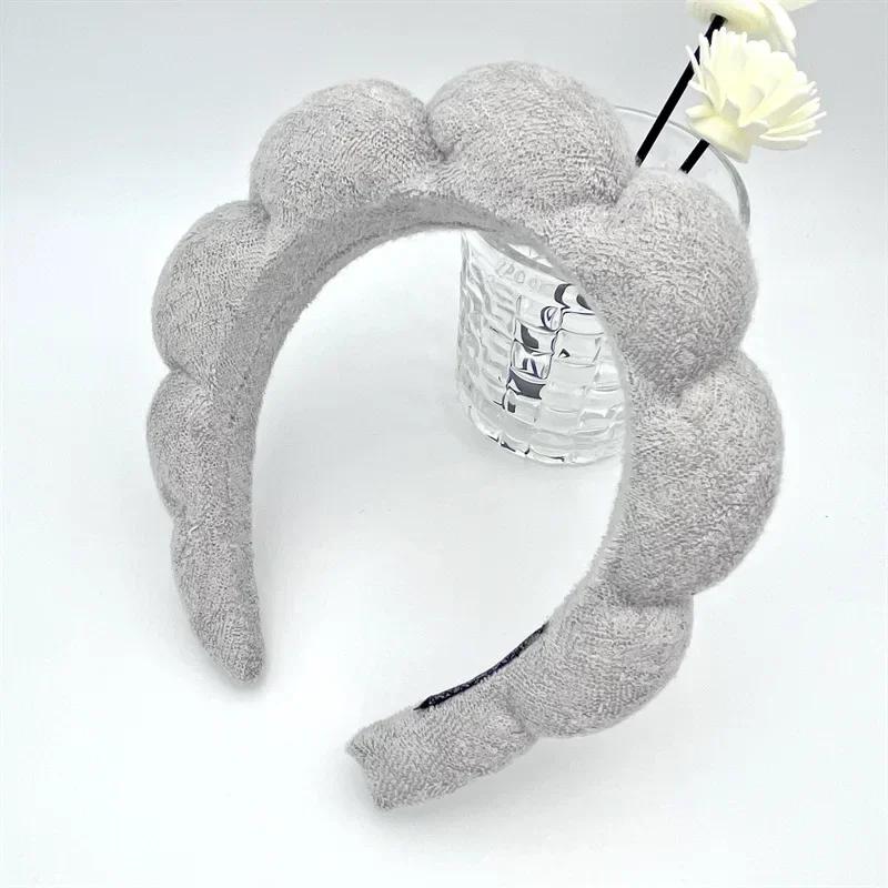 Корейская мягкая повязка на голову с облаком и губкой, пышные повязки для волос в стиле ретро, ​​женские повязки для волос с фиксированной челкой, обручи для волос для красоты, макияжа, головные уборы