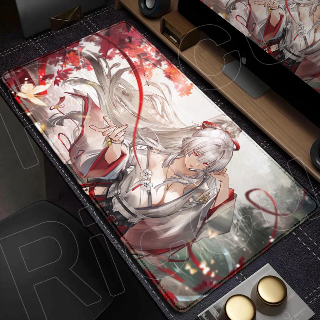 Cute Anime Girls Hiyuki Laptop Office Long Table 400x900mm Gaming Keyboard HD Printing Wuthering Waves Rubber Non-slip Mouse Pad