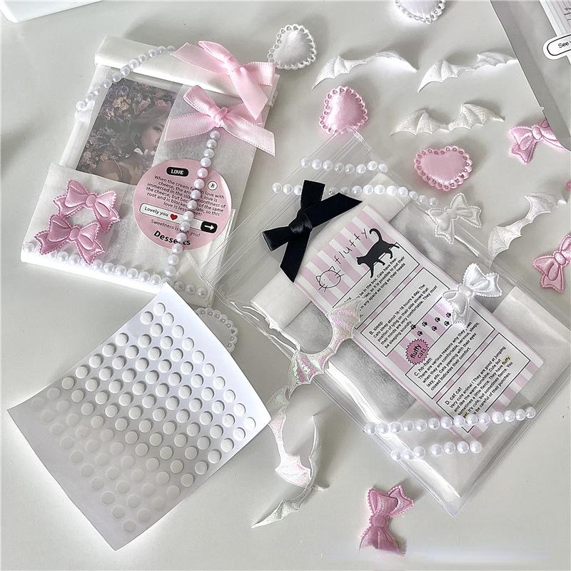 Ins Wind Pink Black And White Small Bow Decorative Accessories Sweet Bow Packaging Accessories Fresh And Sweet DIY Accessories