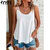 Women's Fashion Casual Summer Spring Solid Color Print Sleeveless O-Neck Blouses & Shirts