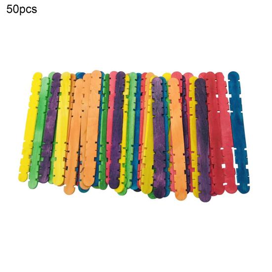 50Pcs/Set Creative Handicraft Making Ice Cream Stick DIY Natural Wood Ice Pop Stick Craft Tools