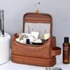 2024 New Hanging Makeup Bag Large Capacity PU Leather Wash Bag Double Layered Men's Cosmetic Bag Travel Essentials Organizer