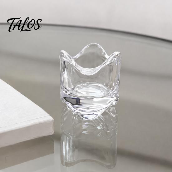 Стеклянный подсвечник Talos, неровная рифленая чашка для чайной свечи из кристально чистого утолщенного стекла, минималистичный романтический декор для стола в спальне, гостиной