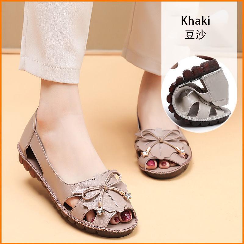 Модные летние босоножки Lorilury Red Bowtie Peep Toe, женские дышащие кожаные мокасины, женские туфли на танкетке, элегантные туфли, большой размер 41 42