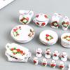 40Pcs 1:12 Dollhouse Miniature Tableware Porcelain Ceramic Tea Cup Dishes Set