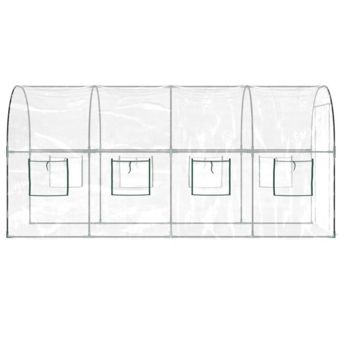 VidaXL Transparent Greenhouse 160x400x190 Cm PVC and Powder-Coated Steel, Growing Greenhouse, Outdoor Greenhouse, Greenhouse with Door 317247