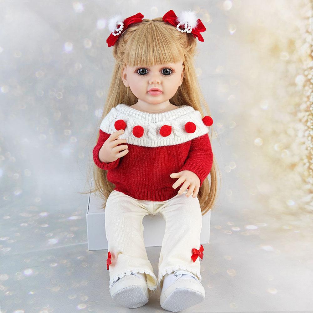 Реалистичная кукла-реборн из мягкого силикона 55 см 22 дюйма с одеждой, магнитной соской, бутылочкой для кормления, набором ручной работы, подарком на день рождения для девочки
