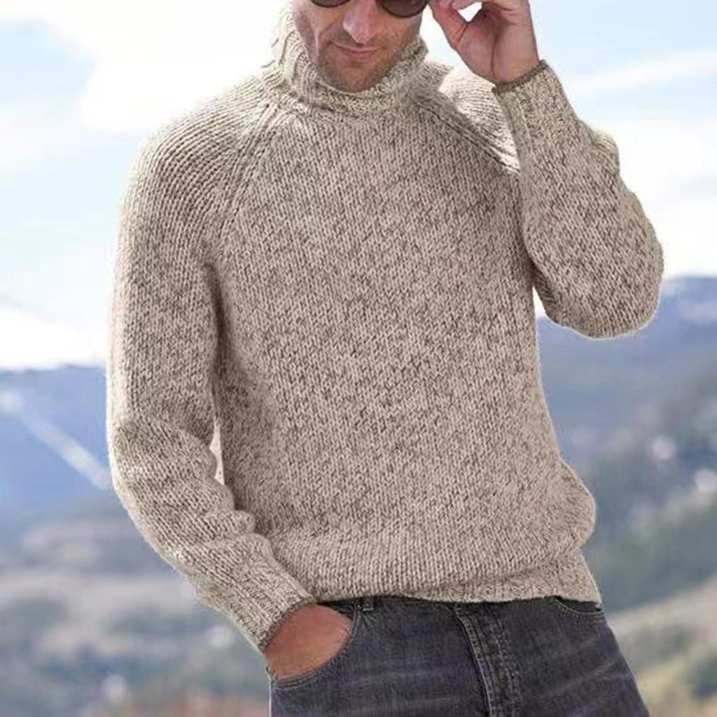 Men's Fashion Knitting Pullover Long Sleeves Loose Flip Collar Sweater