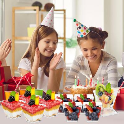 50 шт., стаканчик для десерта с крышкой, ложкой, прозрачный пластик, 2 унции/60 мл, мини-стаканчик для десерта, одноразовые стаканчики для десерта, пудинга, мусса, йогурта, закуски
