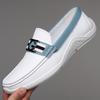 2025 весна-лето новые мужские туфли для вождения ленивые ноги мягкая кожа мягкая подошва универсальные белые шапочки мужские туфли 6033