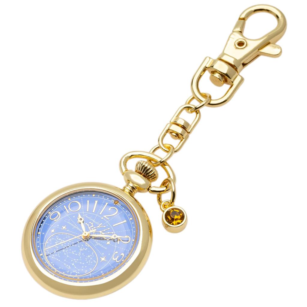 Pocket Watch Keychain Watch Analog Constellation Board Autumn Large Square Topaz Sein Autumn [Fieldwork] Women's ST296-3