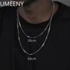 925 Sterling Silver 1mm Men Hip Hop Basic Chain Necklace Simple Box Chain Street Wear Zircon Women Men Fashion Accessories