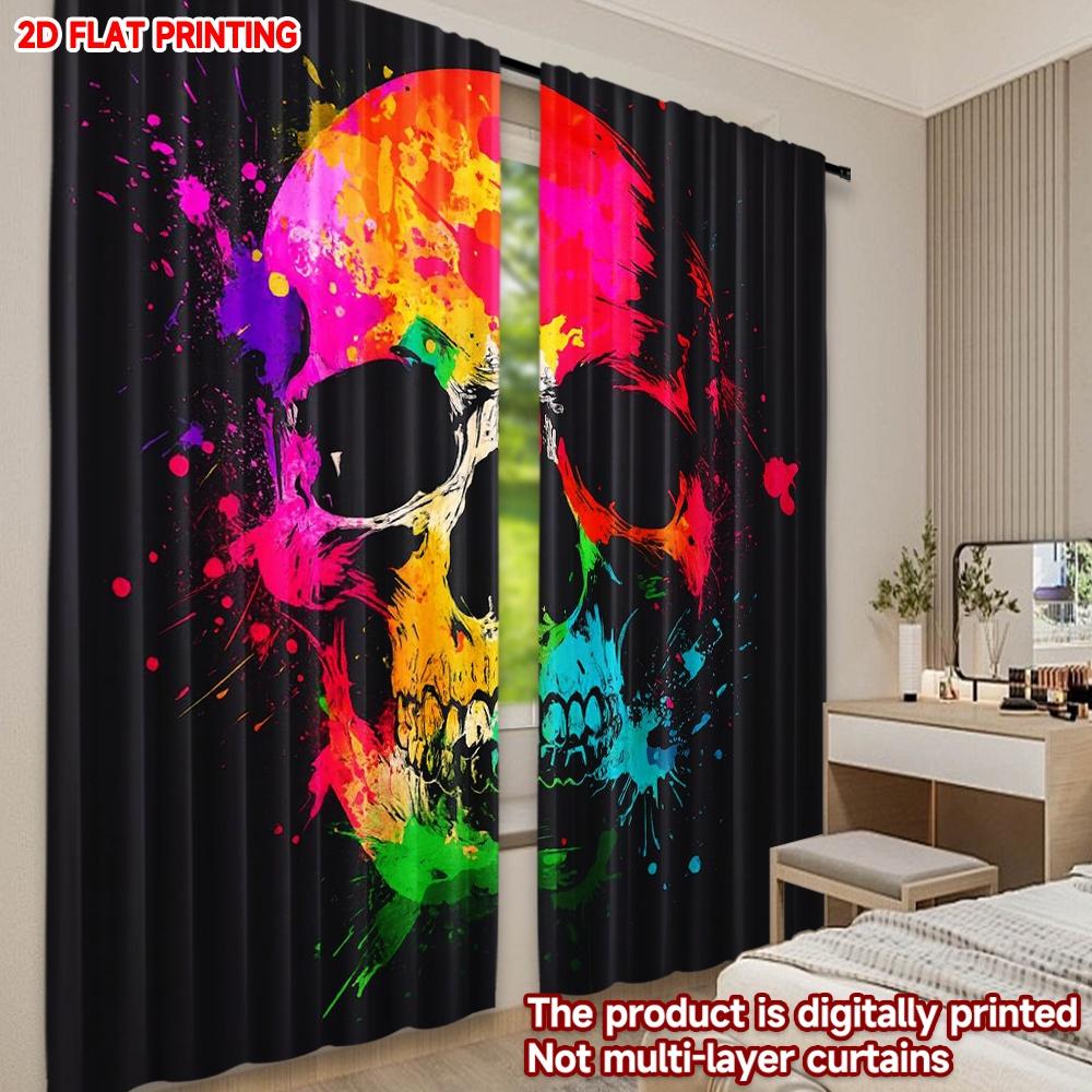 2D flat printing 2pcs Curtains Colorful Paint Splashes Digital Printed Polyester Drapes Party Decorations for Event Decoration