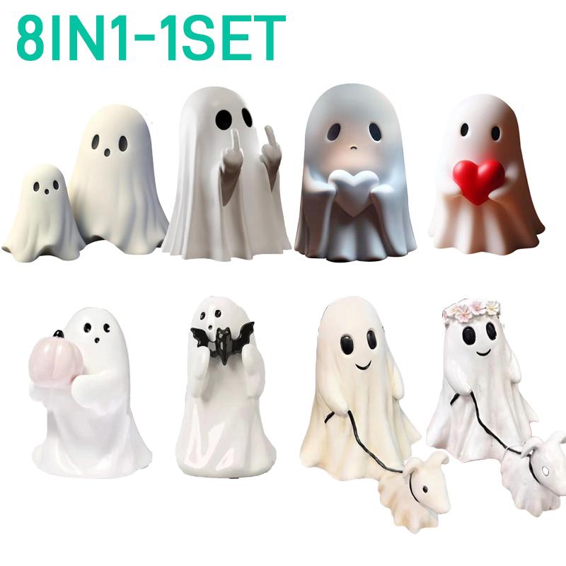Halloween Middle Finger Ghost Decoration Cute Ghost Statue For Home Fireplace Decor Smooth Body Enhance Festive Atmosphere