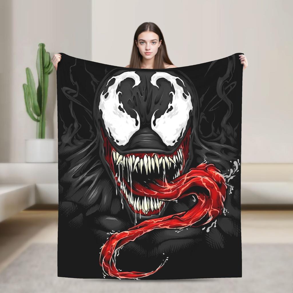 Venom cartoon Blanket  Travel Office Flannel Throw Blanket For Couch Chair Sofa Bed Soft Design Quality Bedspread Gift
