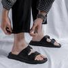 Весна 2025 года, новые пляжные туфли, Вэньчжоу, холодные липкие черные кожаные сандалии, популярные тапочки 4771