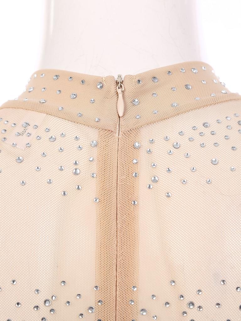 Женский латинский купальник с бахромой, воротником-стойкой, сетчатыми длинными рукавами, блестящими стразами, боди с бахромой