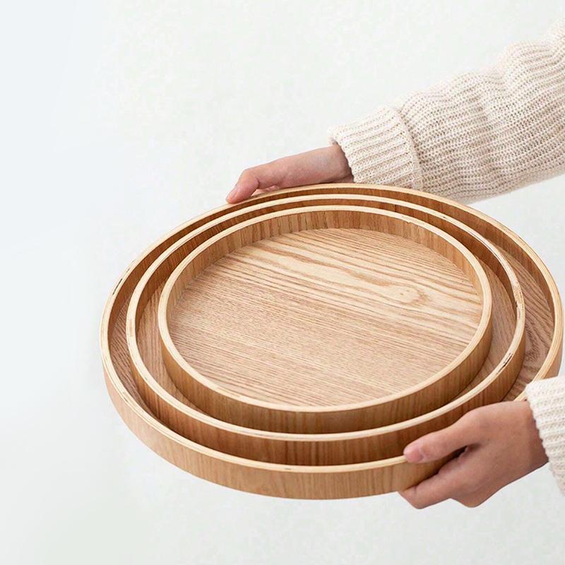 Тарелка для еды ручной работы, круглый деревянный поднос для ресторана отеля, украшение, десертная тарелка, закуски, чайная тарелка, японский стиль, всякая всячина, аксессуары