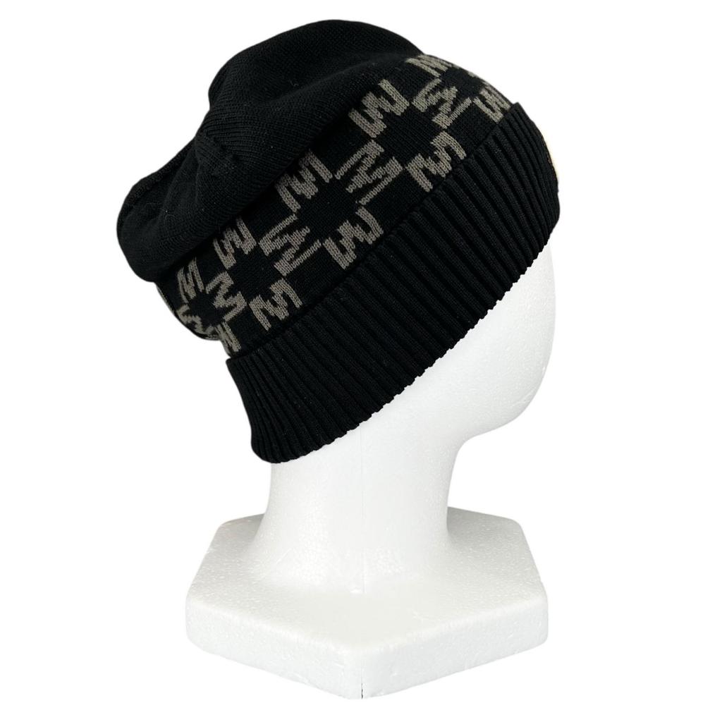 Excellent MONCLER Knit cap BERRETTO Logo patch black cotton Women Used