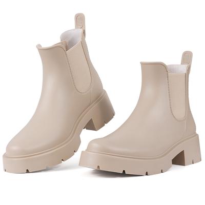 Модные женские ботинки челси Crestar, боевые ботинки для улицы, водонепроницаемые ботильоны, резиновые сапоги, женская мода, толстая подошва, слипоны, массивные ботинки на блочном каблуке