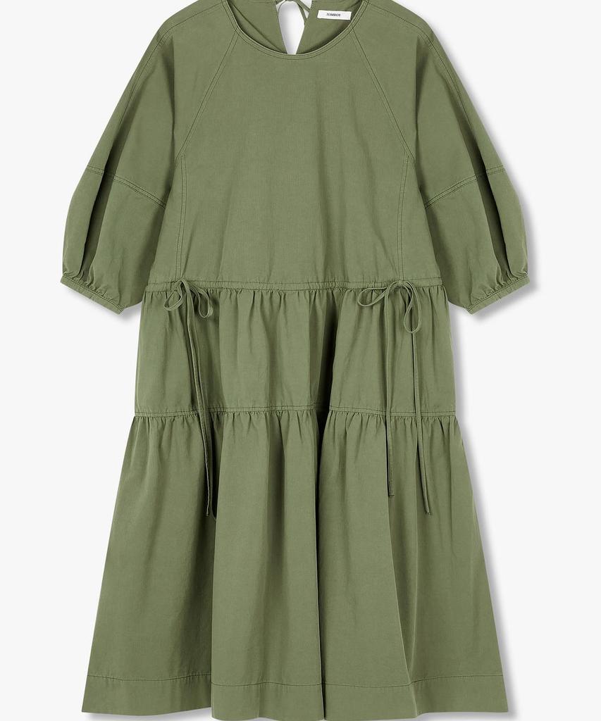 STUDIO TOMBOY 3/4 Sleeve Waist String Dress_Khaki 9106241201