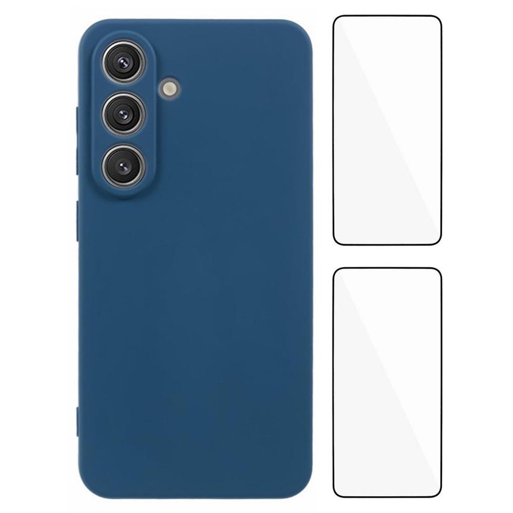 WANLONFENG RB3 Series For Samsung Galaxy S25 Case with 2Pcs Screen Film Precise Lens Hole Soft TPU Phone Back Cover