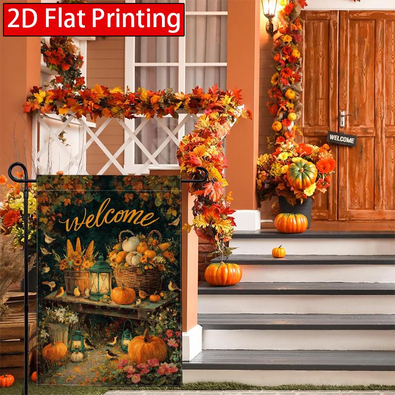 2D Flat - 2D Flat Autumn Thanksgiving Pumpkin Bird Garden Flag 2 (1) Outdoor Garden Flag Double-Sided Home Decoration Courtyard Decoration Outdoor De