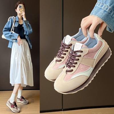 Осень Новый Дизайн Толстая Подошва Повседневная Женская Обувь Мода Лоскутная Кожа Женские Кроссовки Обувь для Скейтбординга Femmes