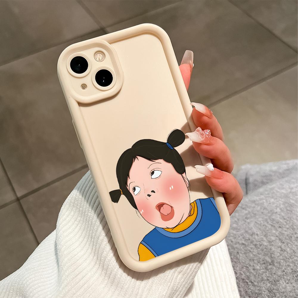 Для iPhone 16 15 14 13 12 11 Pro Max XS Max XR X SE 8 7 Мягкий силиконовый защитный чехол для телефона с изображением забавной девушки